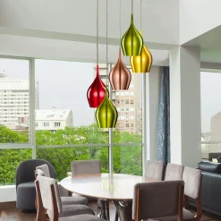 Searchlight Hängelampe Glas Ø 30 cm H: max. 1,6 m 5-flammig E14 Bunt* Hängelampen|Bürolampen