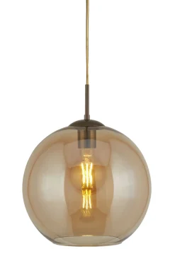 Sale Searchlight Hängelampe Glas in Bernstein Messing Antik E27 Ø 25 cm