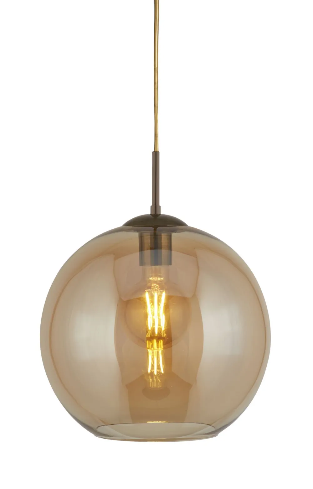 Sale Searchlight Hängelampe Glas in Bernstein Messing Antik E27 Ø 25 cm