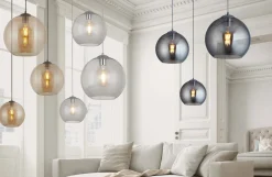 Sale Searchlight Hängelampe Glas in Bernstein Messing Antik E27 Ø 25 cm