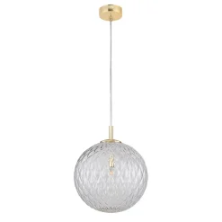 Clearance TK Lighting Hängelampe Glas Kugelschirm Ø 30 cm in Gold verstellbar