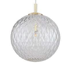 Clearance TK Lighting Hängelampe Glas Kugelschirm Ø 30 cm in Gold verstellbar