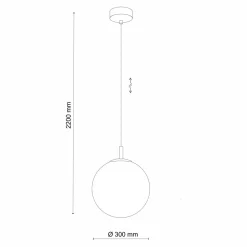 Clearance TK Lighting Hängelampe Glas Kugelschirm Ø 30 cm in Gold verstellbar