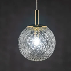 Outlet TK Lighting Hängelampe Glas Kugelschirm Ø 14 cm rund in Gold G9