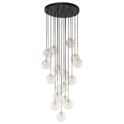 Sale TK Lighting Hängelampe Glas Metall Ø 52 cm H: max. 145 cm in Schwarz Gold