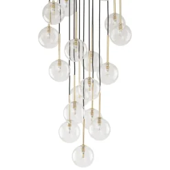 Sale TK Lighting Hängelampe Glas Metall Ø 52 cm H: max. 145 cm in Schwarz Gold