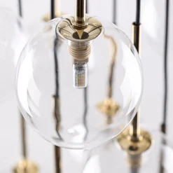 Sale TK Lighting Hängelampe Glas Metall Ø 52 cm H: max. 145 cm in Schwarz Gold