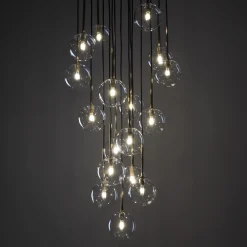 Sale TK Lighting Hängelampe Glas Metall Ø 52 cm H: max. 145 cm in Schwarz Gold