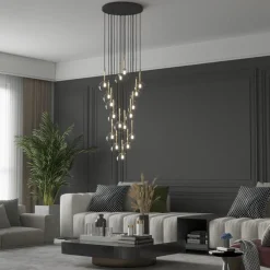 Sale TK Lighting Hängelampe Glas Metall Ø 52 cm H: max. 145 cm in Schwarz Gold