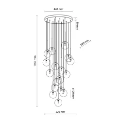 Sale TK Lighting Hängelampe Glas Metall Ø 52 cm H: max. 145 cm in Schwarz Gold