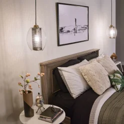 Discount Elstead Hängelampe Glas Metall Ø 21,6 cm H: max. 307,9 cm rund