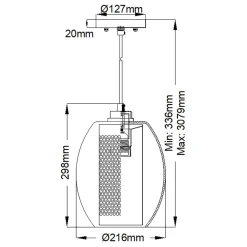 Discount Elstead Hängelampe Glas Metall Ø 21,6 cm H: max. 307,9 cm rund