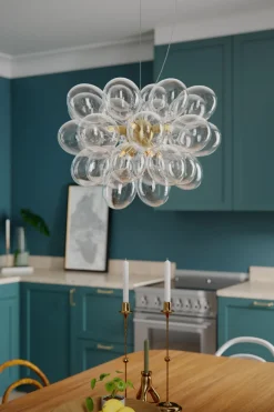 By Rydéns Hängelampe Glas Metall B: 50 cm H: max. 120 cm in Gold* Hängelampen|Wohnzimmerlampen