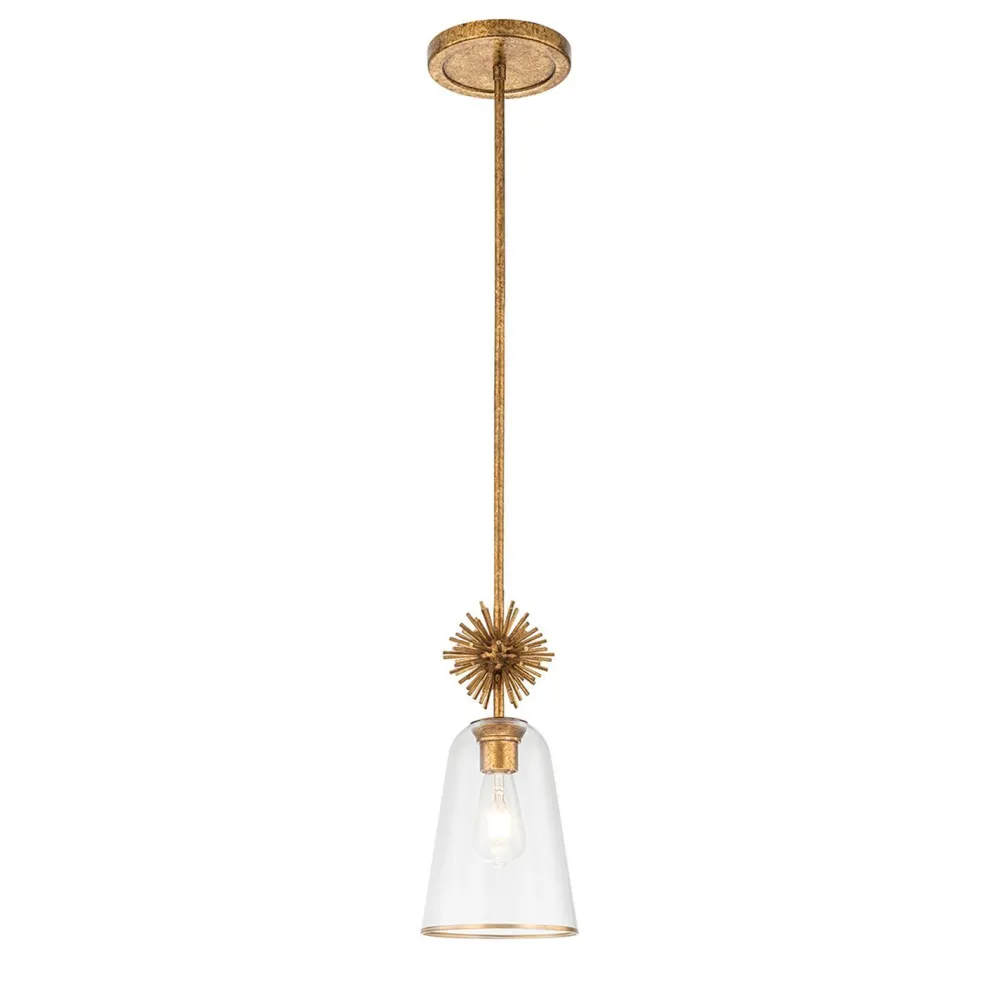 Elstead Hängelampe Glas Metall B: 18,4 cm E14 verstellbar Gold Antik* Hängelampen|Bürolampen