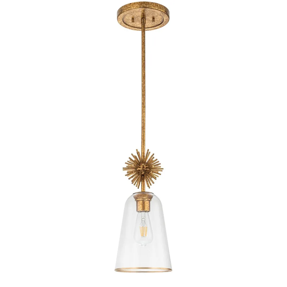 Elstead Hängelampe Glas Metall B: 18,4 cm E14 verstellbar Gold Antik* Hängelampen|Bürolampen