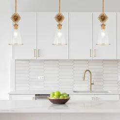 Elstead Hängelampe Glas Metall B: 18,4 cm E14 verstellbar Gold Antik* Hängelampen|Bürolampen