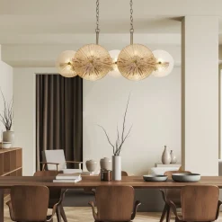 Searchlight Hängelampe Glas Metall B: 90 cm in Bronze Bernstein Klar* Hängelampen|Bürolampen