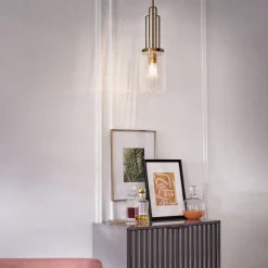 Outlet Elstead Hängelampe Glas Metall E27 17,8 cm breit Art Déco