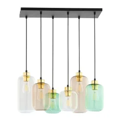 TK Lighting Hängelampe Glas Metall 6-flammig E27 Esszimmer* Jugendstil Lampen|Glaslampen