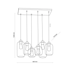 TK Lighting Hängelampe Glas Metall 6-flammig E27 Esszimmer* Jugendstil Lampen|Glaslampen