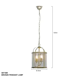 New Steinhauer Hängelampe Glas Metall in Bronze B:23 cm E14 elegant