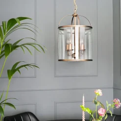 Steinhauer Hängelampe Glas Metall in Bronze B:31 cm E14 stilvoll* Hängelampen|Bürolampen