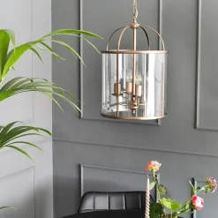 Steinhauer Hängelampe Glas Metall in Bronze B:31 cm E14 stilvoll* Hängelampen|Bürolampen