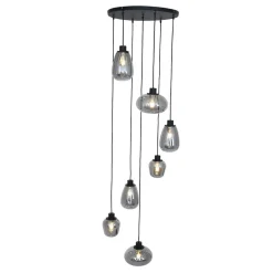 Steinhauer Hängelampe Glas Metall Schwarz Rauchgrau Ø50 cm rund* Hängelampen|Esszimmer Lampen