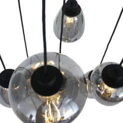 Steinhauer Hängelampe Glas Metall Schwarz Rauchgrau Ø50 cm rund* Hängelampen|Esszimmer Lampen