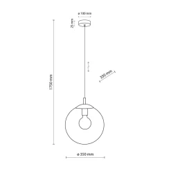 TK Lighting Hängelampe Glas rund Ø 35 cm H: max. 175 cm E27 Kugel Schirm* Hängelampen|Esszimmer Lampen