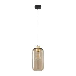 Outlet TK Lighting Hängelampe Glas Schirm Ø 14 cm Braun Gold E27