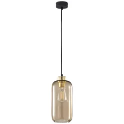 Outlet TK Lighting Hängelampe Glas Schirm Ø 14 cm Braun Gold E27