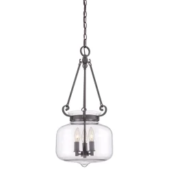 Discount Elstead Hängelampe Glas Schirm Ø30,5cm Klar Bronze antik