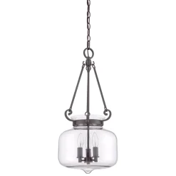 Discount Elstead Hängelampe Glas Schirm Ø30,5cm Klar Bronze antik