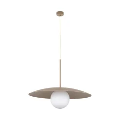 TK Lighting Hängelampe Glasschirm Metall rund Ø65 cm E27 Sandgrau* Hängelampen|Bürolampen