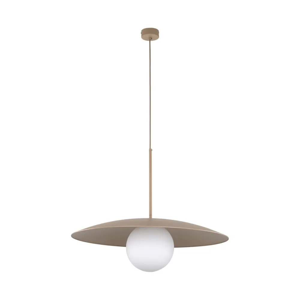 TK Lighting Hängelampe Glasschirm Metall rund Ø65 cm E27 Sandgrau* Hängelampen|Bürolampen