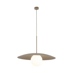 TK Lighting Hängelampe Glasschirm Metall rund Ø65 cm E27 Sandgrau* Hängelampen|Bürolampen