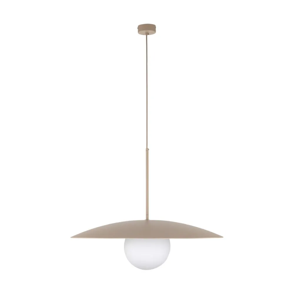 TK Lighting Hängelampe Glasschirm Metall rund Ø65 cm E27 Sandgrau* Hängelampen|Bürolampen