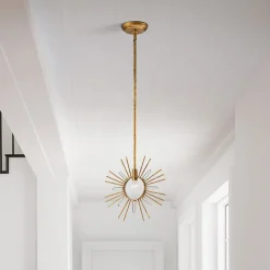 Elstead Hängelampe Gold B: 30,5 cm H: max. 127 cm Metall Kristall