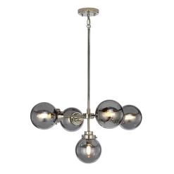 Elstead Hängelampe Grau Nickel Glas Metall Kugelschirm* Kugellampen|Retro Lampen