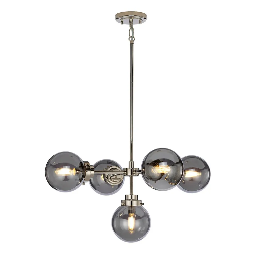 Elstead Hängelampe Grau Nickel Glas Metall Kugelschirm* Kugellampen|Retro Lampen