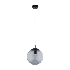 TK Lighting Hängelampe Grau Schwarz Ø 25 cm E27 Kugel Rauchglas Metall* Hängelampen|Esszimmer Lampen