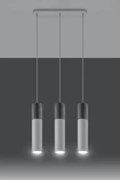 Sollux Hängelampe Grau Weiß Beton Metall 3-flmg GU10 JUNIA* Hängelampen|Wohnzimmerlampen