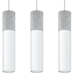 Sollux Hängelampe Grau Weiß Beton Metall 3-flmg GU10 JUNIA* Hängelampen|Wohnzimmerlampen