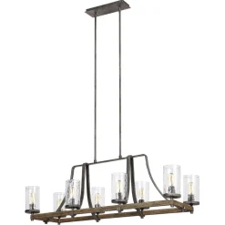 Sale Elstead Hängelampe groß 116,8 cm lang 8x E27 Rustikal Metall Glas Holz