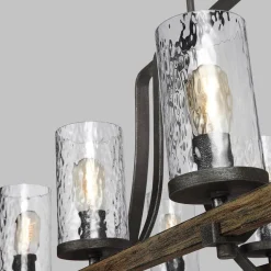 Sale Elstead Hängelampe groß 116,8 cm lang 8x E27 Rustikal Metall Glas Holz