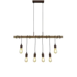 Searchlight Hängelampe Holz Balken B: 100 cm für 6x E27 Modern* Hängelampen|Bürolampen