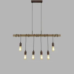 Searchlight Hängelampe Holz Balken B: 100 cm für 6x E27 Modern* Hängelampen|Bürolampen