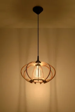 Sollux Hängelampe Holz Ø35cm Modern E27 wohnlich VIRIA* Hängelampen|Esszimmer Lampen