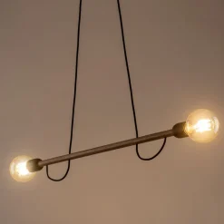 TK Lighting Hängelampe Holz Metall 93 cm lang H: max. 160 cm 2x E27